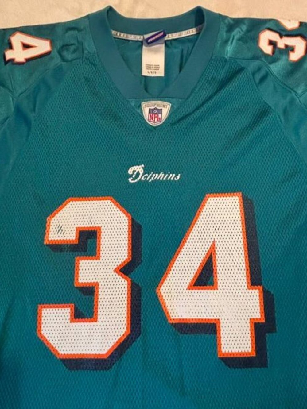 Vintage Reebok Ricky Williams #34 Miami Dolphins NFL Equipment Jersey Lg